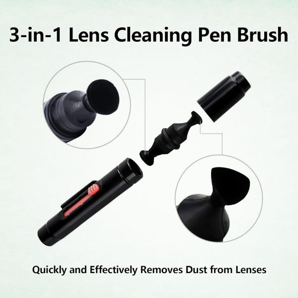 3Pcs Camera Lens Cleaning Kit Including Camera Cleaning Pen Brush Air Blaster Blower and Lens Brush Blower Brush Dust Cleaner for SLR Camera Telescope Magnifying Glass Photography