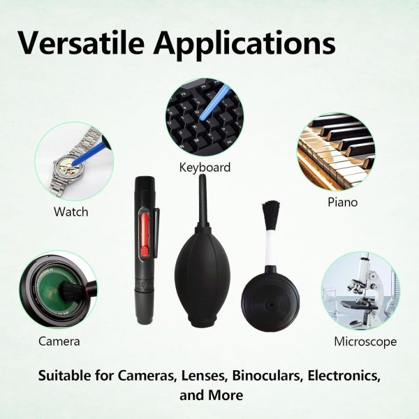 3Pcs Camera Lens Cleaning Kit Including Camera Cleaning Pen Brush Air Blaster Blower and Lens Brush Blower Brush Dust Cleaner for SLR Camera Telescope Magnifying Glass Photography