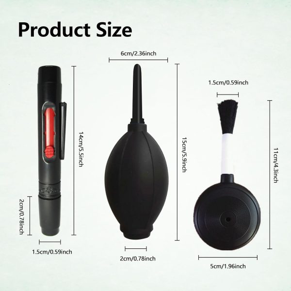 3Pcs Camera Lens Cleaning Kit Including Camera Cleaning Pen Brush Air Blaster Blower and Lens Brush Blower Brush Dust Cleaner for SLR Camera Telescope Magnifying Glass Photography