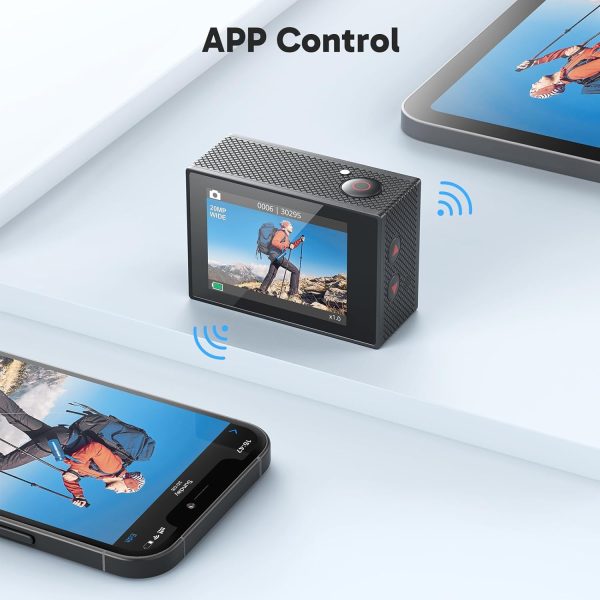 AKASO EK7000 4K30FPS 20MP WiFi Action Camera with EIS Ultra HD 131FT Waterproof Underwater Camera Remote Control 4X Zoom Support External Microphone Black