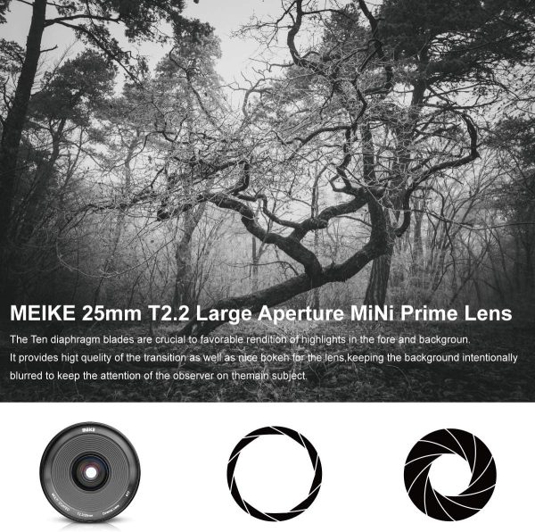 Meike 25mm T2.2 Manual Focus Prime Mini Cinema Lens for Micro Four Thirds MFT M43 Mount Cameras