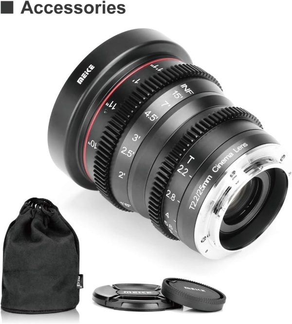 Meike 25mm T2.2 Manual Focus Prime Mini Cinema Lens for Micro Four Thirds MFT M43 Mount Cameras